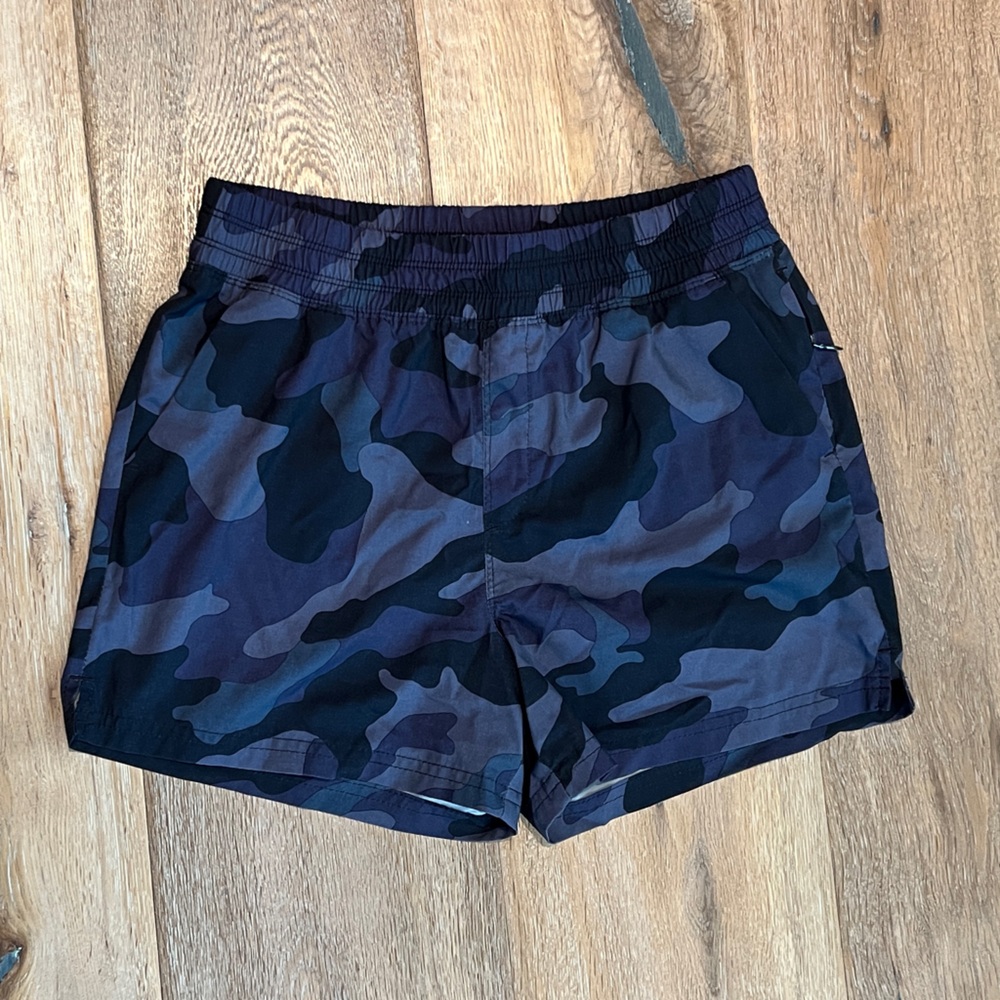 Old Navy Stretch Gray Camo Shorts Zippered Hidden Side Pockets Girl 14/16